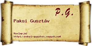 Paksi Gusztáv névjegykártya